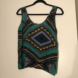 Olivaceous Aztec Print Silk Tank